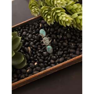 Dave Skeets Mixed Turquoise & Sterling <b>Silver</b> <b>Statement</b> <b>Ring</b> Size 8.75 Bezel Setting Inlay Rhodium Plated for Everyday Wear - Product Image 3