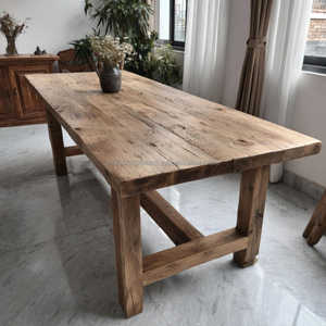 KALATRI Handmade Modern <b>Solid</b> <b>Wood</b> Eco-Friendly 6-Seater Dining <b>Table</b> - Product Image 4