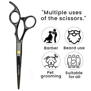Tijeras de peluquero personalizadas profesionales de Color negro titanio VG10 acero inoxidable de alto carbono Punta de hoja afilada herramientas de belleza Bahasa Pro - Product Image 4