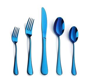 Vente flash - Ensemble de couverts en acier inoxydable de couleur bleu classique, écologique, couteau, fourchette, cuillère pour utilisation au restaurant - Product Image 1