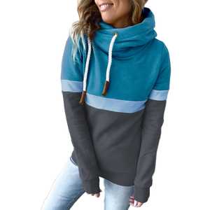 Moda mujer invierno otoño sudaderas con capucha jerseys casuales con cuello alto cuello con capucha tejido de punto - Product Image 3