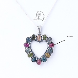 Pendentif en forme de cœur en tourmaline naturelle de qualité supérieure Labradorite Pierre de lune en forme de cœur Pendentif en argent S925 - Product Image 3