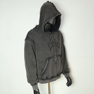 Sweat-shirts tendance 2026, vente en gros OEM, vintage, pour hommes, en polaire, écologiques, avec broderie appliquée, lavage à l'acide, lourds, délavés - Product Image 4