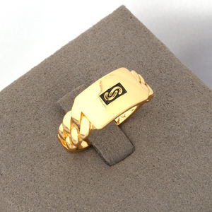 NYH卸売　パーソナライズされたヒップホップ　金メッキメタル　モナコリング　カップル向け - Product Image 5