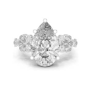 Anillo Floral con Diamante de Laboratorio en Forma de Pera de 6.8 CT para Mujer, Claridad VVS-VS EF, Oro de 18KT, 14KT, 10KT y Plata 925, Oro Rosa, Amarillo - Product Image 2
