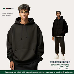 Venta al por mayor de suéter de rizo de longitud media con capucha Color sólido logotipo personalizable sudadera para hombres diseño de cremallera de invierno - Product Image 3