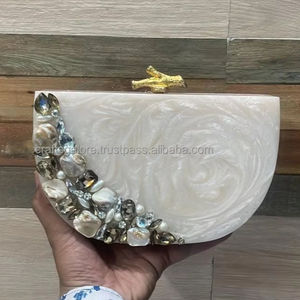 Bolso de mano de resina de lujo para mujer, bolso acrílico hecho a mano, ideal para ocasiones especiales, regalos y venta al por menor de moda - Product Image 1