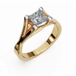 Bague en diamant princesse de culture en or jaune, rose ou blanc 9k, 14k, 18k, élégante, taille princesse, sertissage élevé, bijoux - Product Image 5