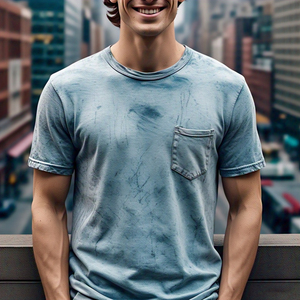 OEM Acid Washed T Shirt <b>Men's</b> Jogging Wear Running Acid <b>Wash</b> Tee Shirts <b>Men</b> Crew Neck Short Sleeve Stone <b>Wash</b> TShirt <b>Mens</b> - Product Image 1