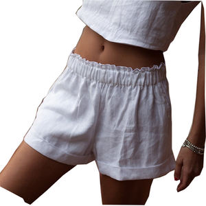 Pantalones cortos fantásticos de lino puro Rosa hechos con 100% de lino, pantalones cortos cómodos de alta calidad para mujer, pantalones cortos de lino - Product Image 4