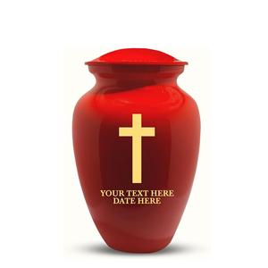 Urna Funeraria Personalizada para Cenizas de Adultos, Hombres y Mujeres, Urna de Latón Grabada con Nombre, Fecha, Forma de Lápida, Color Rojo, Tamaño Personalizado - Product Image 6