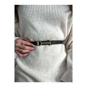 Ceinture fine pour femme à boucle longue, ceinture pour veste, ceinture pour chemise, ceinture pour robe - Noir et Marron - Doré - Product Image 4