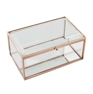 Boîte à bijoux en verre or rose, accessoires modernes et élégants pour la décoration de la maison, rangement décoratif pour mariage - Product Image 1