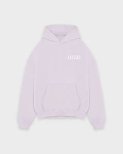 Haute qualité bouffée impression Logo surdimensionné épais lavande sweats à capuche unisexe poids lourd manches longues 100% coton pull à capuche hommes - Product Image 4