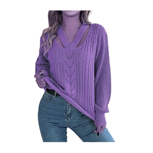 Jersey informal elástico suave de manga larga con cuello cuadrado elegante para mujer, suéter de punto cálido y cómodo para Primavera e Invierno - Product Image 5