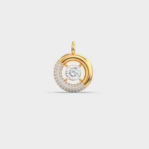 Collier pendentif de luxe en or 18 carats plaqué or, diamant rond taille brillant, serti en canal, chaîne à maillons pour femme - Product Image 2