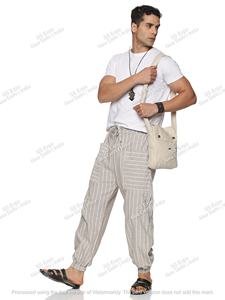 กางเกงทรงฮาเร็มผ้าฝ้าย100% เอวสูงผ้าแคนวาสสีดำสำหรับผู้ชายผ้าซักได้ฟรีไซส์ทรงถุงทรงตรงทรงตรงทรงหลวมตรงเป็นมิตรกับสิ่งแวดล้อม - Product Image 5