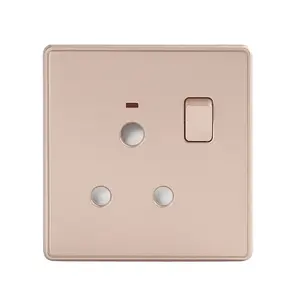 Professional Manufacture 1 Gang Uk Standard Electrical 15A wall electric switch and socket