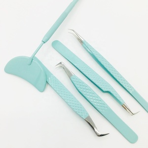 Nuevas pinzas para extensión de pestañas, juego de pinzas para pestañas con volumen curvo inclinado, pinzas rectas con logotipo de acero inoxidable de visón de etiqueta privada - Product Image 6