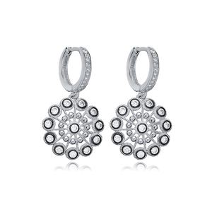 CZ encre noire Mandala Design Dangle boucle d'oreille turque artisanale femme 925 bijoux en argent Sterling pour acheteur en gros - Product Image 5