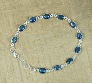 <b>Blue</b> Kyanite Sterling Silver <b>Bracelet</b> Adjustable Gemstone Jewelry Handmade Natural <b>Crystal</b> <b>Bracelet</b> - Product Image 1