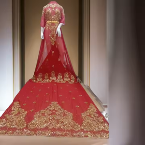 Vestido de Novia Africano de Lujo, Dirac Somalí Tradicional, para Ceremonias de Boda, Eventos Festivos, Hecho de Algodón, Seda y Poliéster con Bordado - Product Image 4