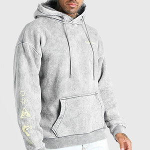 Sweat à capuche pour homme, dernier prix des fabricants, lavé à l'acide, sweat à capuche en molleton lavé, couture plate, broderie vintage - Product Image 5