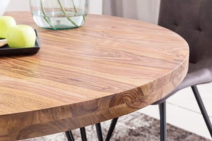 Bàn Ăn Tròn Hiện Đại Mới Nhất Đường Kính 120X77X77 Cm Sheesham Bàn Ăn Nhà Ở Đồng Quê Bằng Gỗ Nguyên Khối Bàn Bếp Màu Nâu - Product Image 3