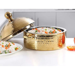 Nourriture en bois servant marmite en acier inoxydable casserole plat mariage fêtes d'anniversaire décor Buffet plus chaud hôtel fournitures - Product Image 5