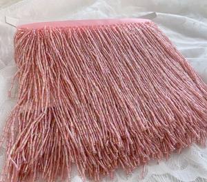 ivory bead <b>Fringe</b> <b>trim</b> for haute couture, dance costume, party decors, handmade bead <b>fringe</b> - Product Image 2