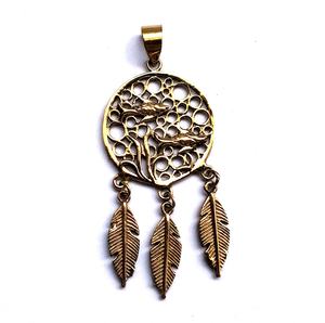 Collar con Colgante Tribal de Tres Hojas en Latón Color Oro para Mujer, SILVER ZONE, Colgantes y Dijes Modernos, Regalo - Product Image 3