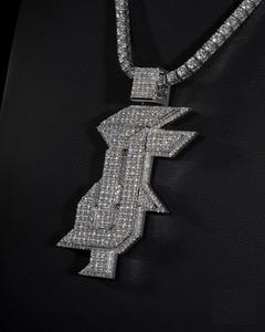 Colgante de Plata de Ley 925 Unisex de Lujo con Moissanita en Oro Rosa, Joyería Hip Hop Completamente Engastada, Diseño Personalizable, Rodio - Product Image 1