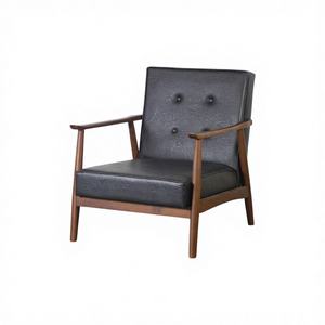 เก้าอี้พักผ่อนหนังแท้สไตล์วินเทจย้อนยุค  โครงไม้  หุ้มหนังสีแทน  ปรับเอนได้ รุ่น Kimi - Product Image 1