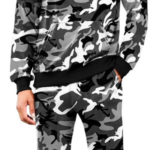 Personnalisable camouflage polaire coton pull survêtement hommes Streetwear sweat à capuche jogger ensemble surdimensionné unisexe pour l'hiver - Product Image 4