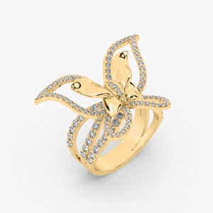 Estética hermosa mariposa laboratorio crecido diamante anillo insectos diseño 14K 18K sólido blanco rosa amarillo oro promesa anillo-DS0560 - Product Image 3