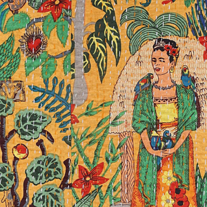 Indien fait à la main Kantha jeter couverture Antique Vintage bohème couette motif Floral couture à la main bloc imprimé coton Gudari - Product Image 5