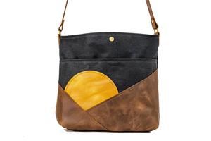 Venta al por mayor de producción personalizada reutilizable mujer moda bolso de mano algodón lona cuero ASA personalizable cuero amanecer 2017 - Product Image 2