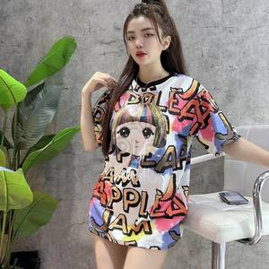 เสื้อยืดผ้าฝ้ายผู้หญิงแบบไม่สมมาตรแบบลำลองสำหรับ2023เสื้อผ้าฝ้ายย้อมสีได้ระบายอากาศได้ดีผลิตจากเวียดนาม - Product Image 3