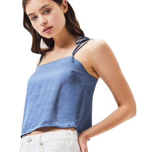 เสื้อสายเดี่ยวผ้าซาตินสีฟ้าสุดเซ็กซี่ผ้าอีลาสเทนสำหรับเสื้อสายเดี่ยวผ้าฝ้าย95พร้อมโลโก้ตามสั่งและยี่ห้อของคุณสำหรับ2024 - Product Image 4