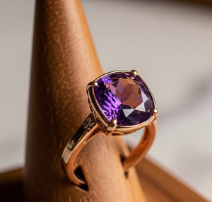 High Quality 925 Silver Fashion <b>Ring</b> Latest Design Amethyst Crystal Band Rose Gold Plating Trendy for Wedding Parties - Product Image 1