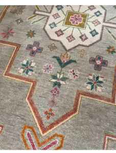 Customizable Oushak Area Rug 9x12 Hand Knotted Abstract Pattern Wool Handmade <b>Turkish</b> <b>Carpet</b> Available in Various Sizes - Product Image 5