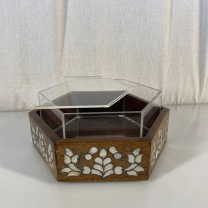 Manufacturers of Mother of Pearl Serving Tray <b>Wood</b> Ramadan Platter for Home Hotel Rest - Product Image 5