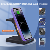 Station de charge sans fil 3 en 1 pliable pour téléphone, montre et écouteurs, adaptateur QC 3.0, boîte de vente au détail pour les voyages