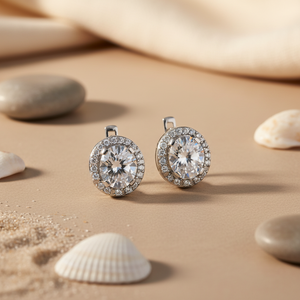 Boucles d'oreilles en argent 925 avec halo de zircon cubique pour femmes, produit cadeau - Product Image 2