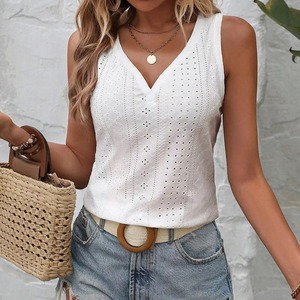 เสื้อแขนกุดปักลายตาไก่ธรรมดาสำหรับผู้หญิงเสื้อแขนกุดลำลองสำหรับฤดูร้อน - Product Image 4