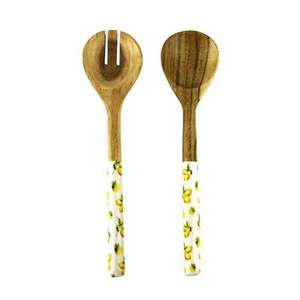 Dernier ensemble de serveurs à salade en bois de meilleure qualité ensemble de serveurs à salade en bois poignée en résine ustensiles de cuisine décor à manger outils de vaisselle - Product Image 3