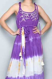 ชุดเดรสยาวผ้าเรยอนสำหรับผู้หญิงใส่ในฤดูร้อนเดรสยาวสำหรับใส่ไปงานปาร์ตี้สวมใส่สบายๆและใส่ไปทะเลปักลาย - Product Image 4