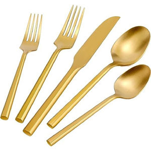 Wholesale Luxury <b>Golden</b> Designer Handle Knife Spoon Fork Stainless Steel Silver Matte Polished <b>Cutlery</b> <b>Set</b> Modern Flatware <b>Sets</b> - Product Image 2