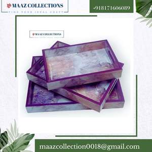 ชุดถาดไม้ MDF อเนกประสงค์ทนทานพิมพ์ลายเคลือบสำหรับใช้ในบ้าน-ถาดเสิร์ฟอาหารแบบทนความร้อนในครัว - Product Image 4