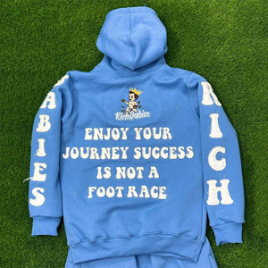 เสื้อกันหนาวมีฮู้ดแบบสวมศีรษะของผู้ชายเสื้อครอปโอเวอร์ไซส์ผ้าคอตตอนปักลาย100% โอเวอร์ไซส์ - Product Image 2